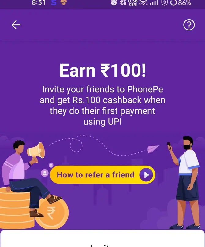 Phonepe Refer and Earn option 2023 