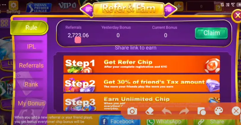 refer and earn of the app