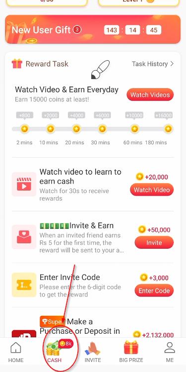 cash icon of vidmate app