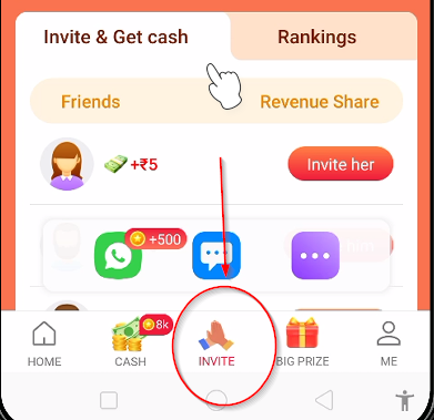invite option of vidmate app