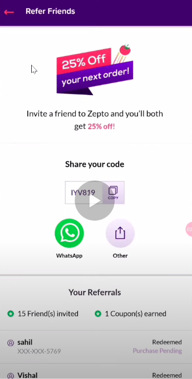 zepto app referral code and link 