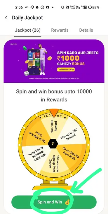 spin the wheel option of koo app