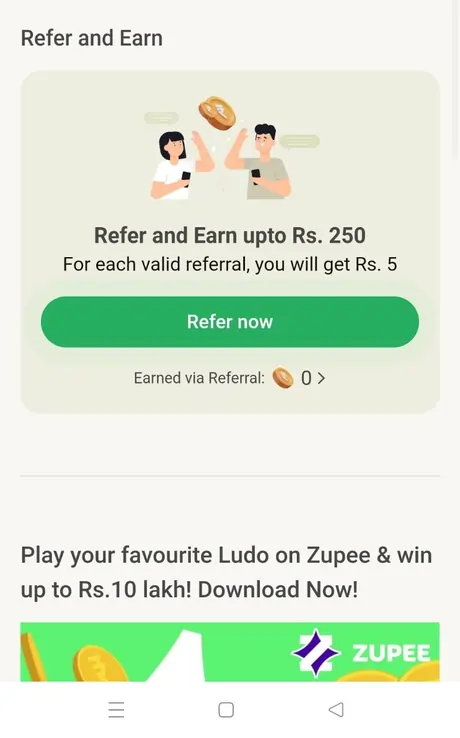 refer and earn option in koo app
