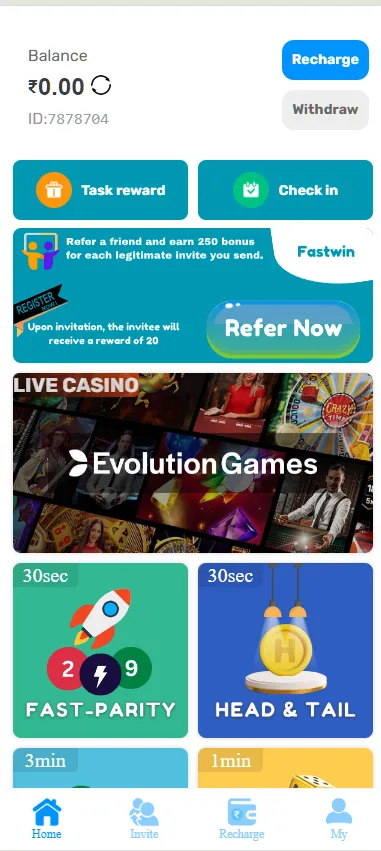 fastwin app dashboard