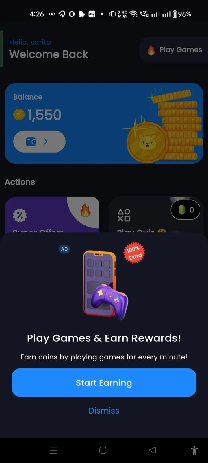 cash panda app dashboard