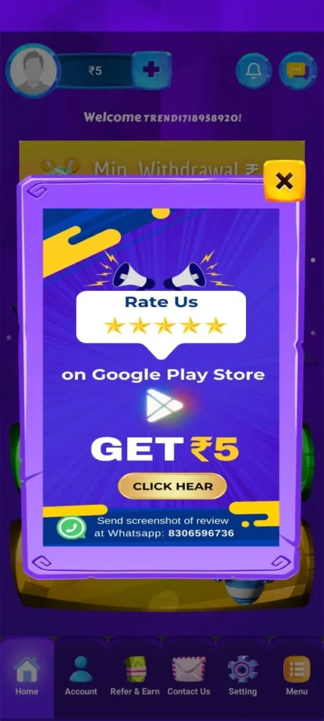 give review on play store and get bonus